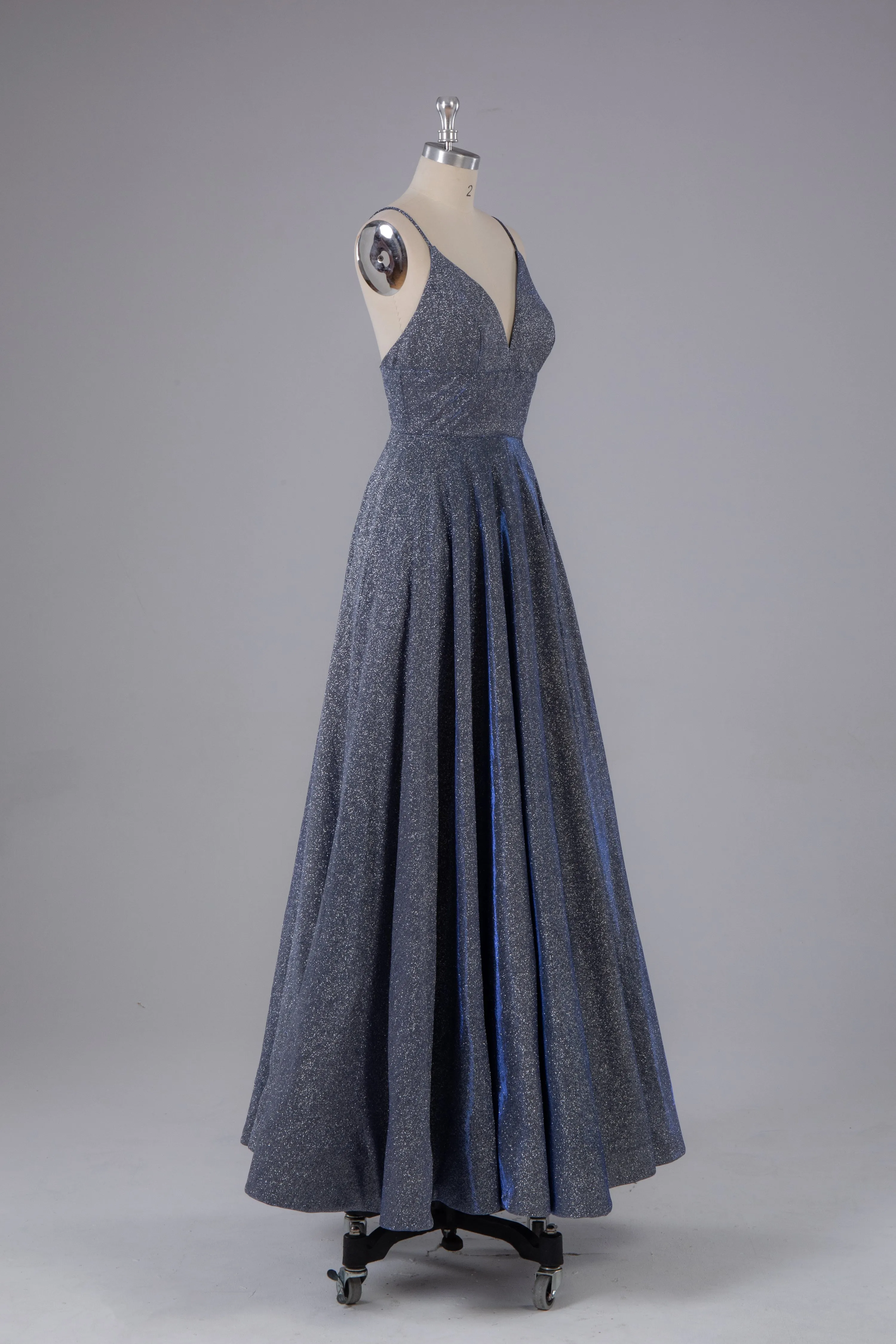 kamahe Charming A-line V Neck Backless Floor Length Prom Dress