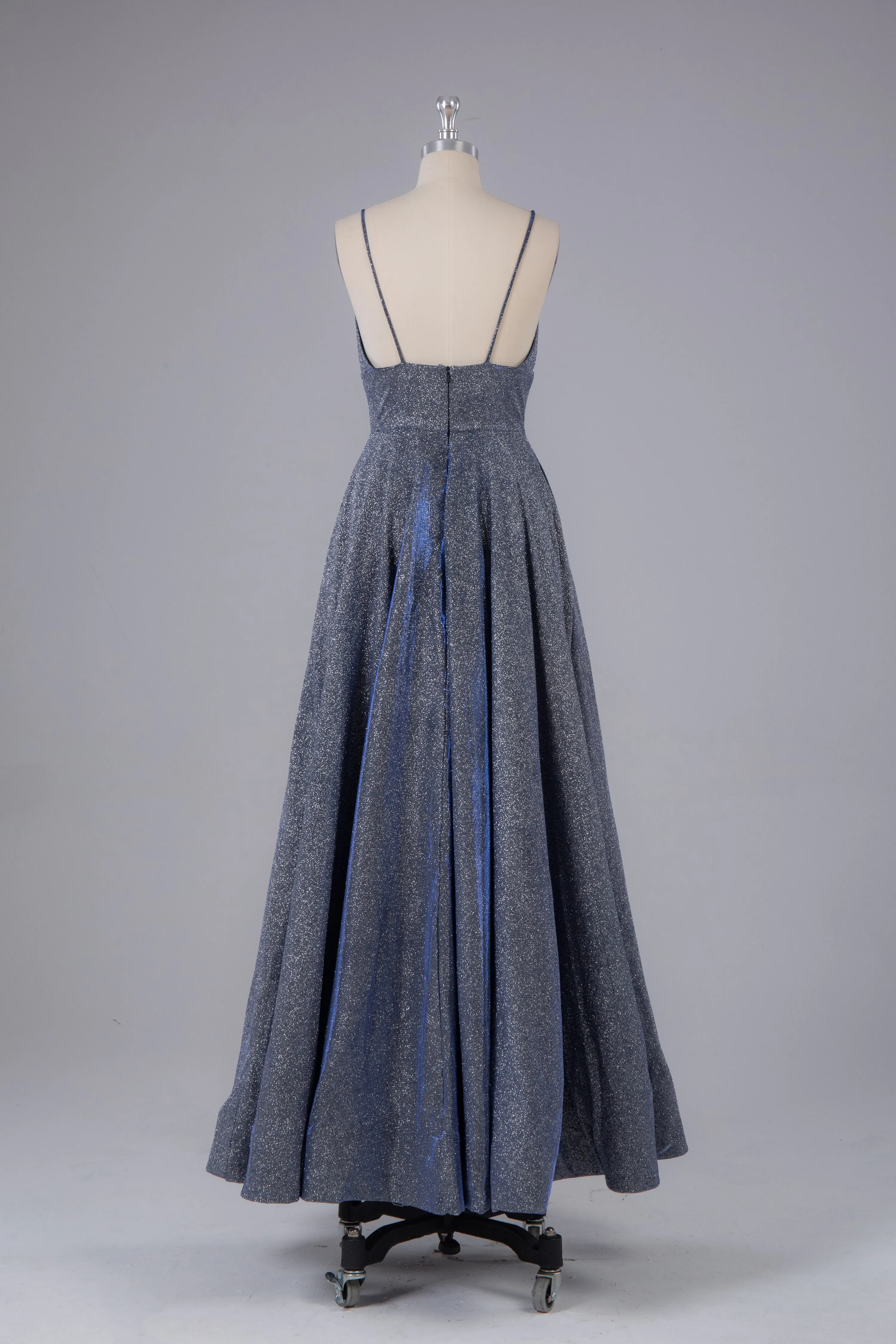 kamahe Charming A-line V Neck Backless Floor Length Prom Dress