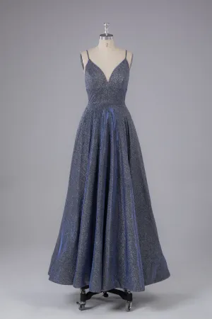 kamahe Charming A-line V Neck Backless Floor Length Prom Dress
