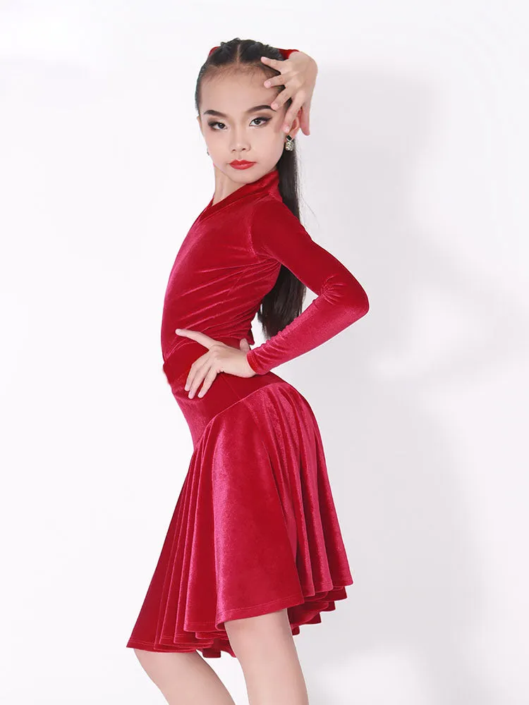 Latin Competition Costumes AutumnWinter Long Sleeve Dance Dress