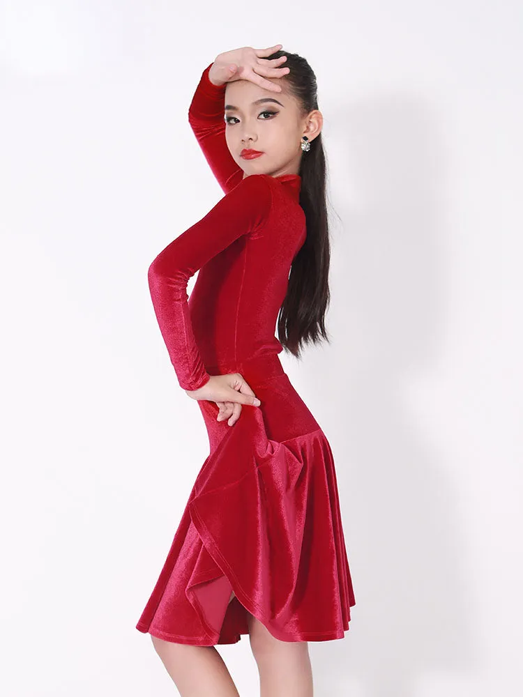 Latin Competition Costumes AutumnWinter Long Sleeve Dance Dress