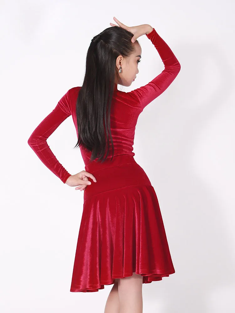 Latin Competition Costumes AutumnWinter Long Sleeve Dance Dress