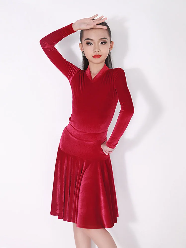 Latin Competition Costumes AutumnWinter Long Sleeve Dance Dress