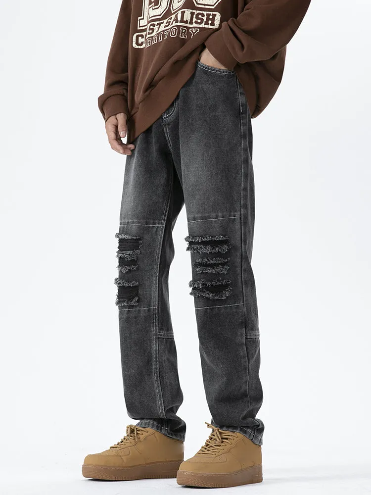 Loose-Fitting Ripped Retro Jeans