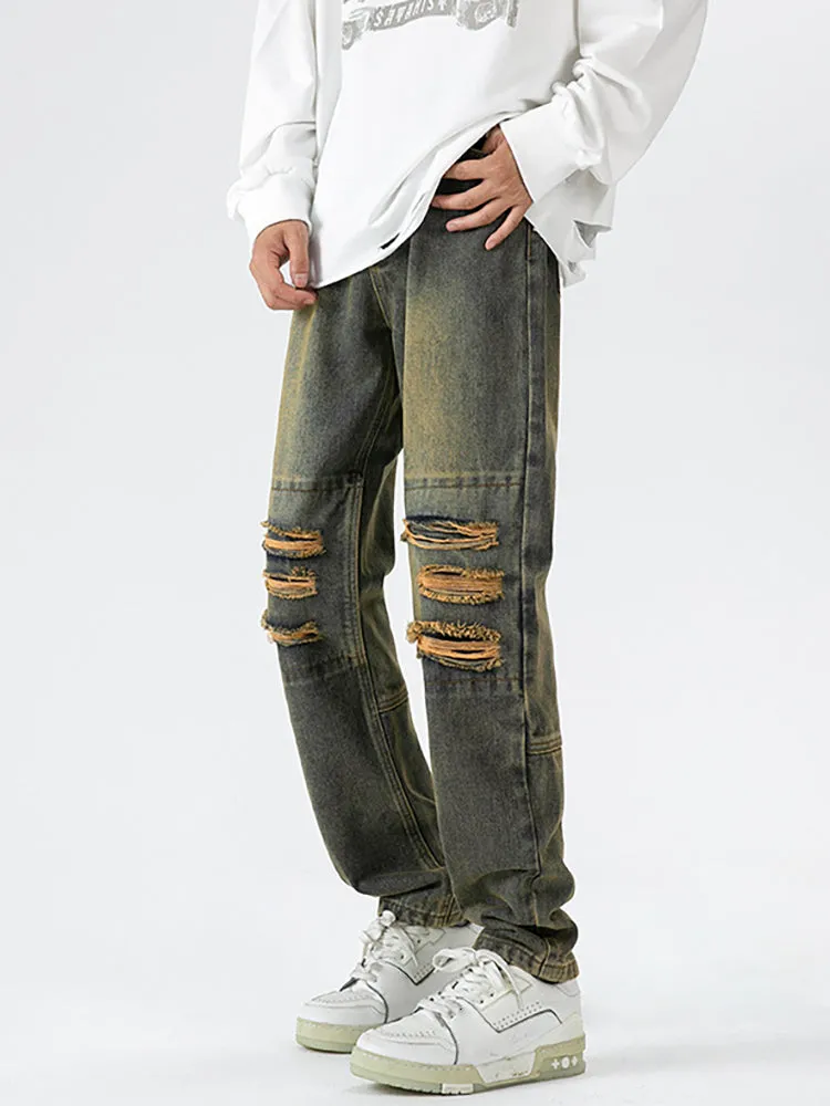Loose-Fitting Ripped Retro Jeans