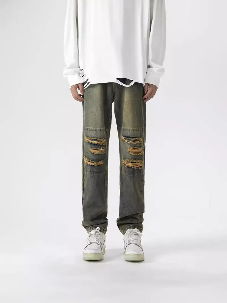 Loose-Fitting Ripped Retro Jeans
