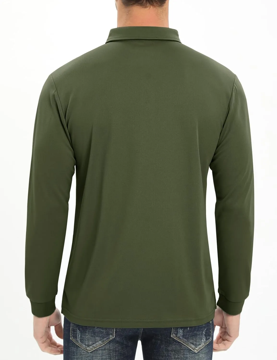 MAGCOMSEN Men's Polo Shirt Long Sleeve Golf Shirts Quick Dry Lightweight 3-Button Performance Work Fishing Athletic
