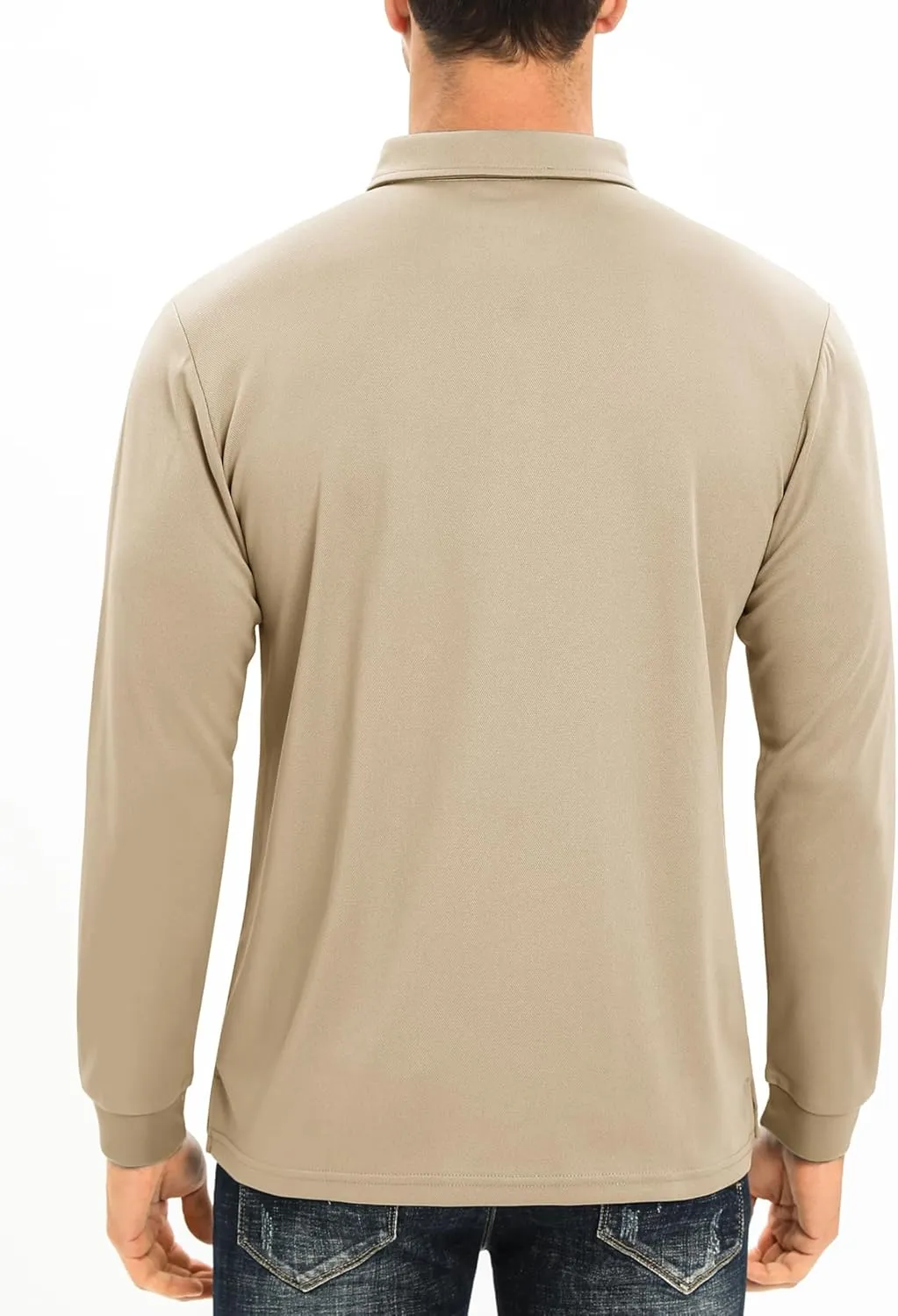 MAGCOMSEN Men's Polo Shirt Long Sleeve Golf Shirts Quick Dry Lightweight 3-Button Performance Work Fishing Athletic