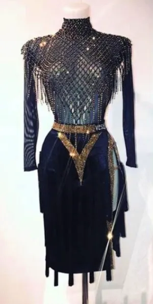 Mesh, Fringe and Rhinestones, Oh My! Rhythm or Latin Ballroom Dance Dress