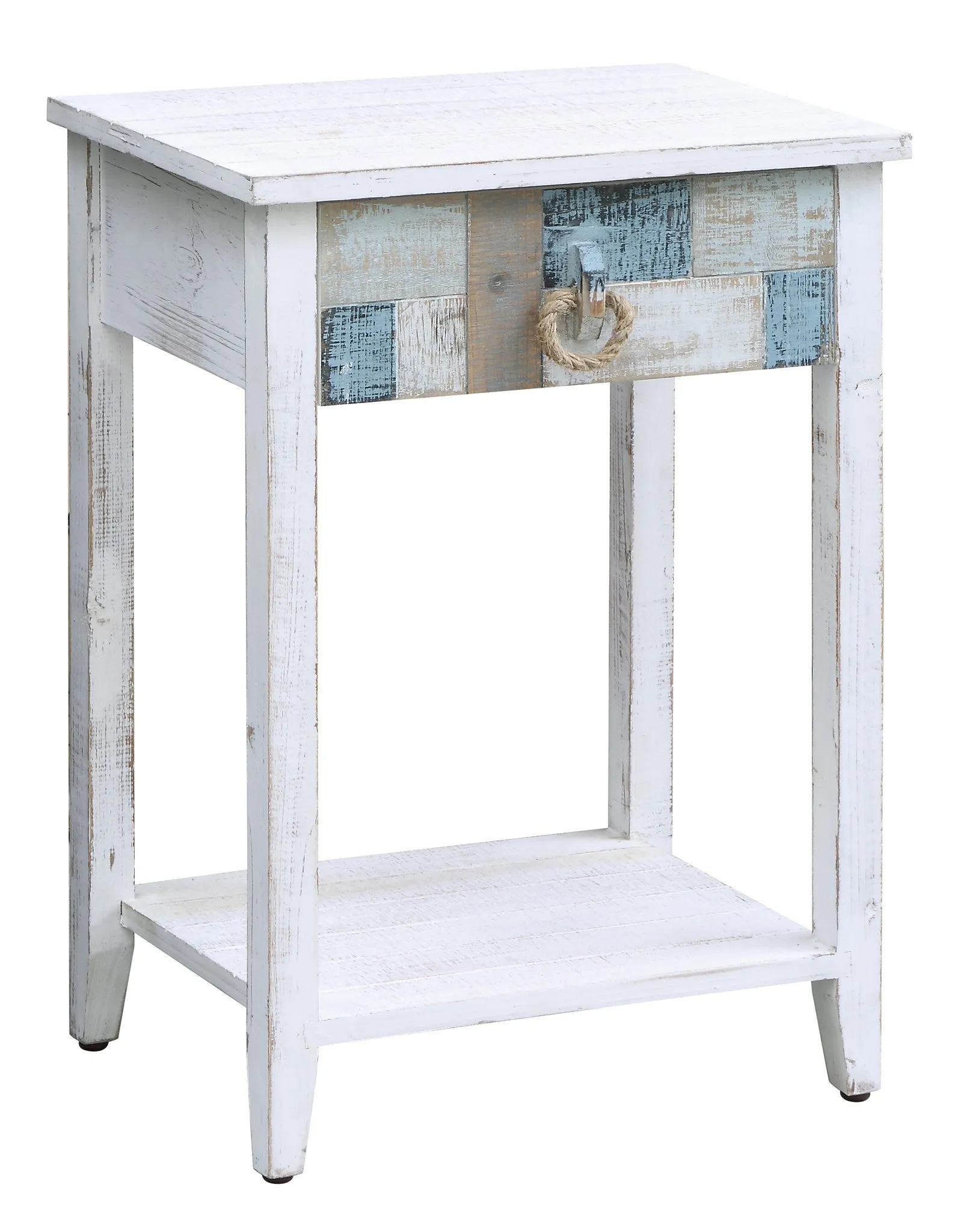 Nautical Patchwork 1 Drawer Accent Table