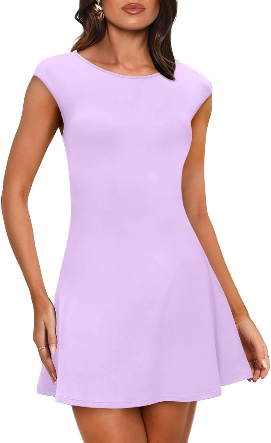 OFEEFAN Womens Dresses Cap Sleeve Cocktail Graduation Formal Party Club Mini Outfits