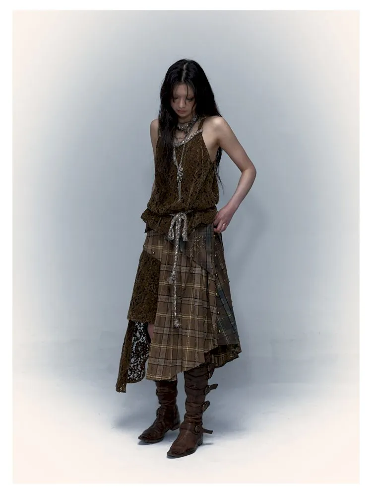 Patchwork Removable Two Wear Irregular Pleated Half Skirt【s0000008126】