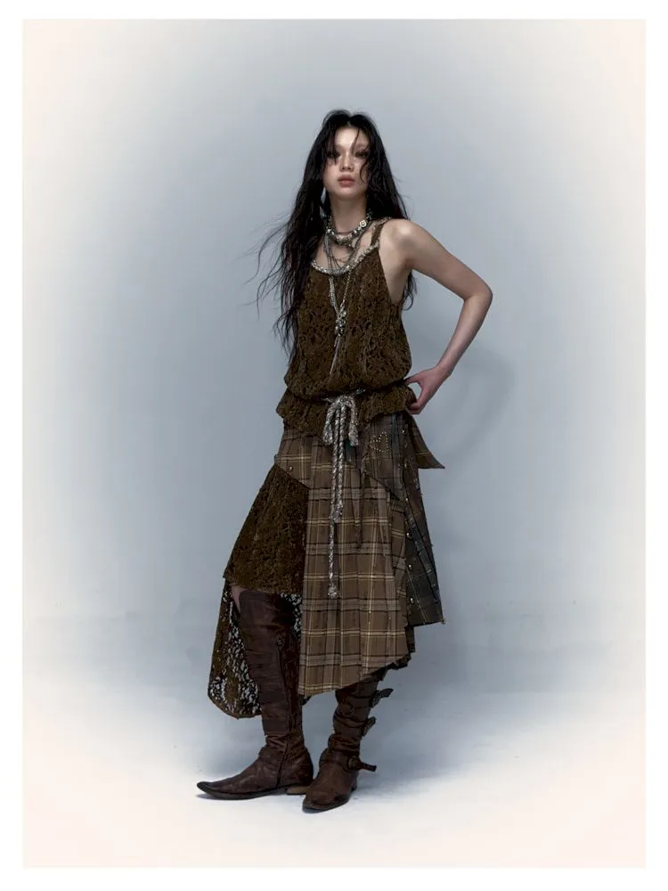 Patchwork Removable Two Wear Irregular Pleated Half Skirt【s0000008126】