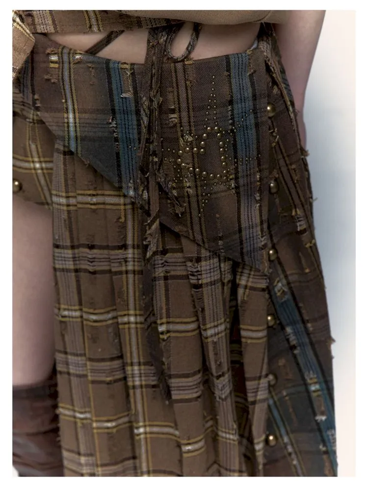 Patchwork Removable Two Wear Irregular Pleated Half Skirt【s0000008126】