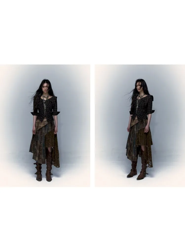Patchwork Removable Two Wear Irregular Pleated Half Skirt【s0000008126】