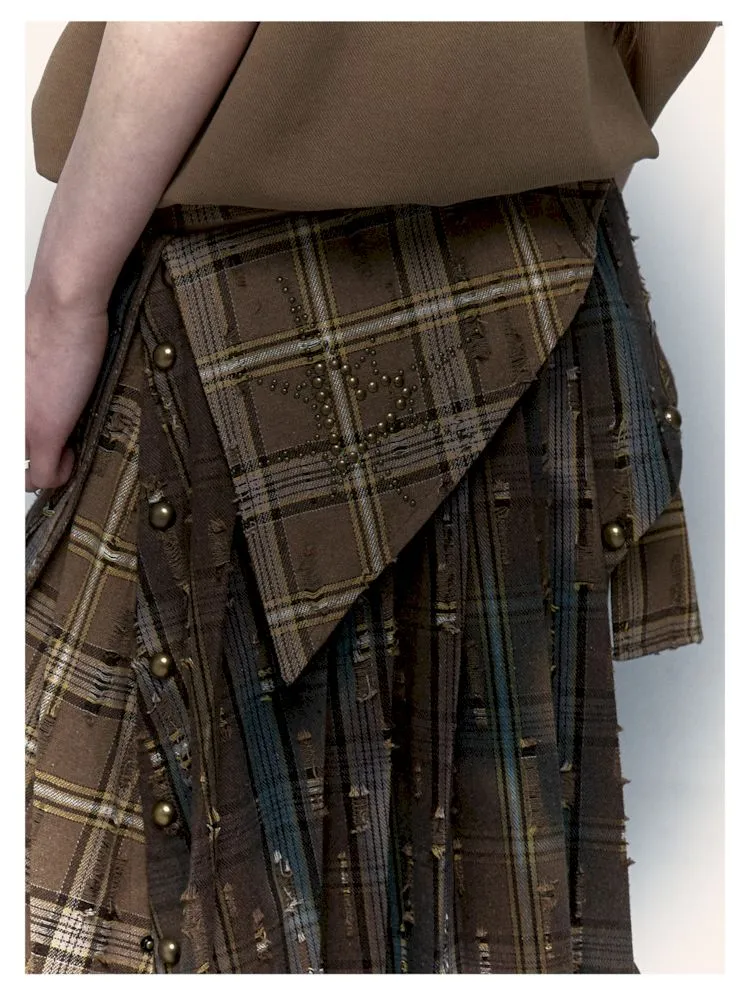 Patchwork Removable Two Wear Irregular Pleated Half Skirt【s0000008126】