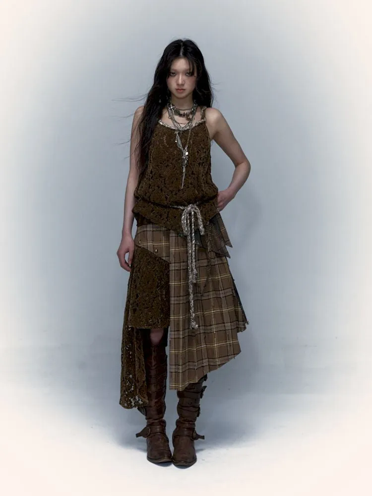 Patchwork Removable Two Wear Irregular Pleated Half Skirt【s0000008126】