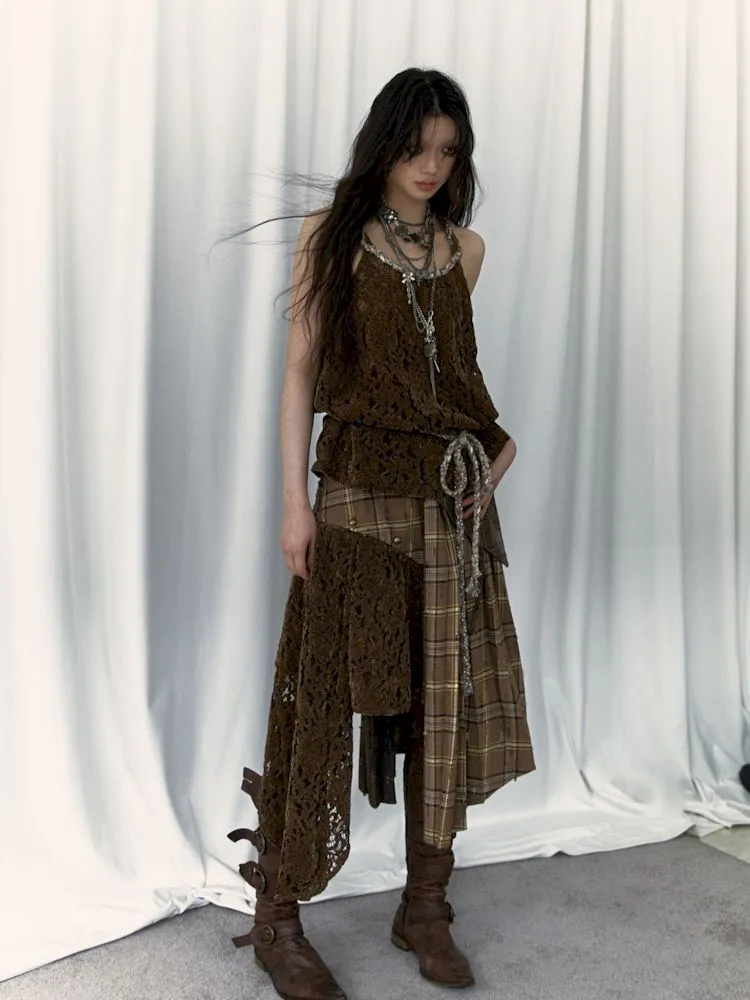 Patchwork Removable Two Wear Irregular Pleated Half Skirt【s0000008126】