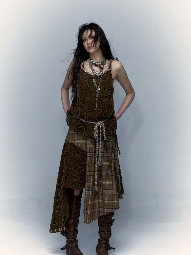 Patchwork Removable Two Wear Irregular Pleated Half Skirt【s0000008126】
