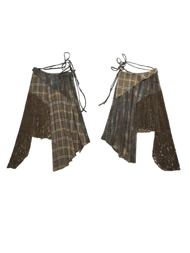 Patchwork Removable Two Wear Irregular Pleated Half Skirt【s0000008126】