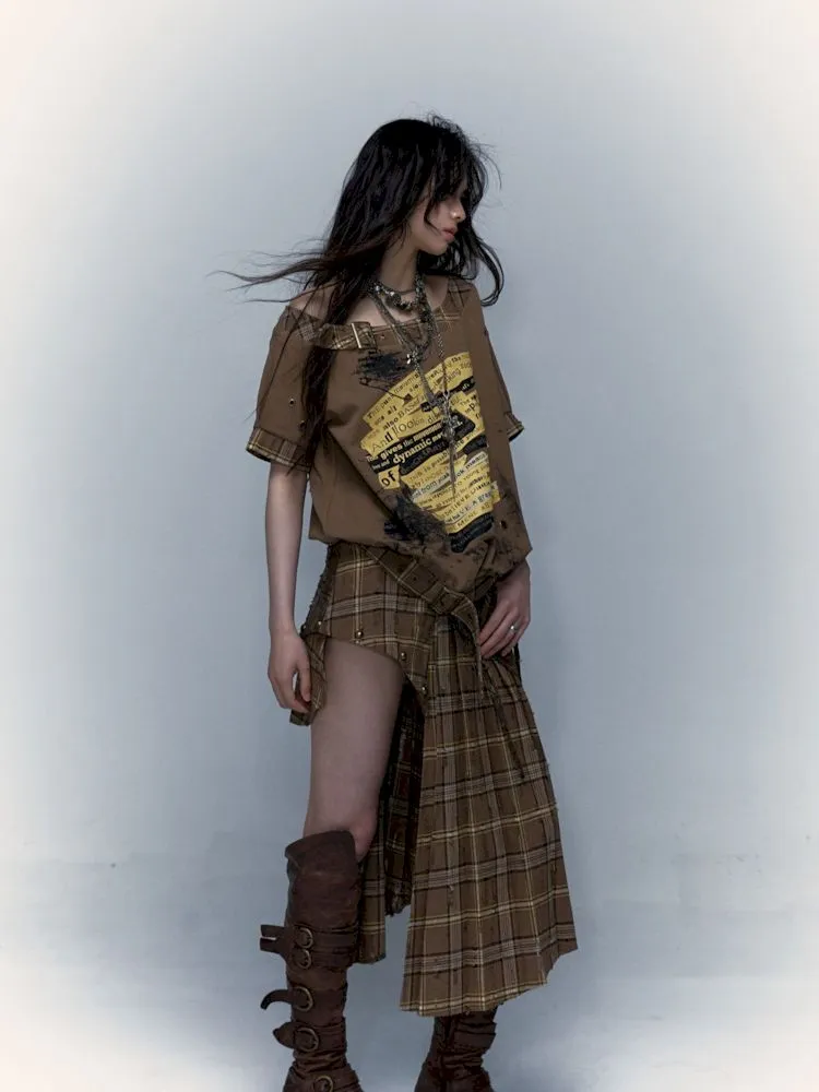 Patchwork Removable Two Wear Irregular Pleated Half Skirt【s0000008126】
