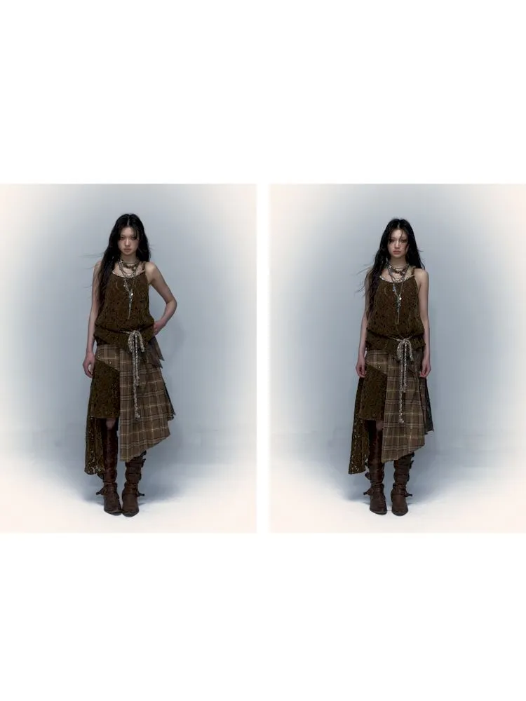 Patchwork Removable Two Wear Irregular Pleated Half Skirt【s0000008126】