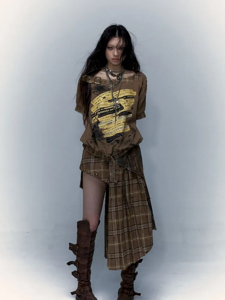 Patchwork Removable Two Wear Irregular Pleated Half Skirt【s0000008126】