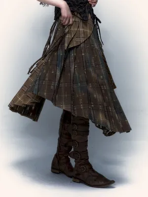 Patchwork Removable Two Wear Irregular Pleated Half Skirt【s0000008126】