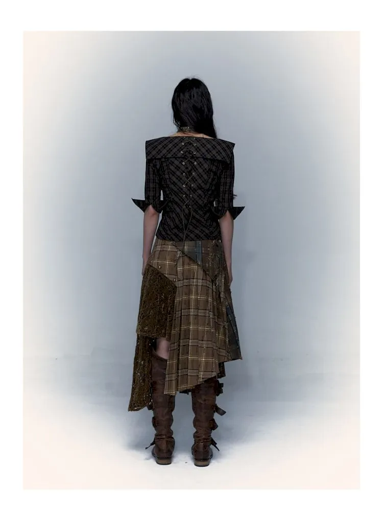 Patchwork Removable Two Wear Irregular Pleated Half Skirt【s0000008126】