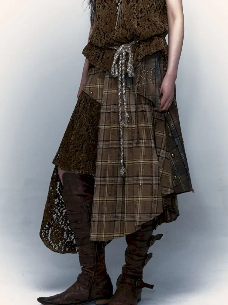 Patchwork Removable Two Wear Irregular Pleated Half Skirt【s0000008126】