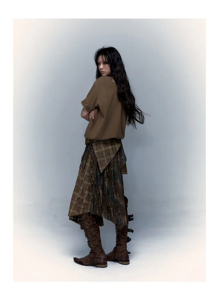Patchwork Removable Two Wear Irregular Pleated Half Skirt【s0000008126】
