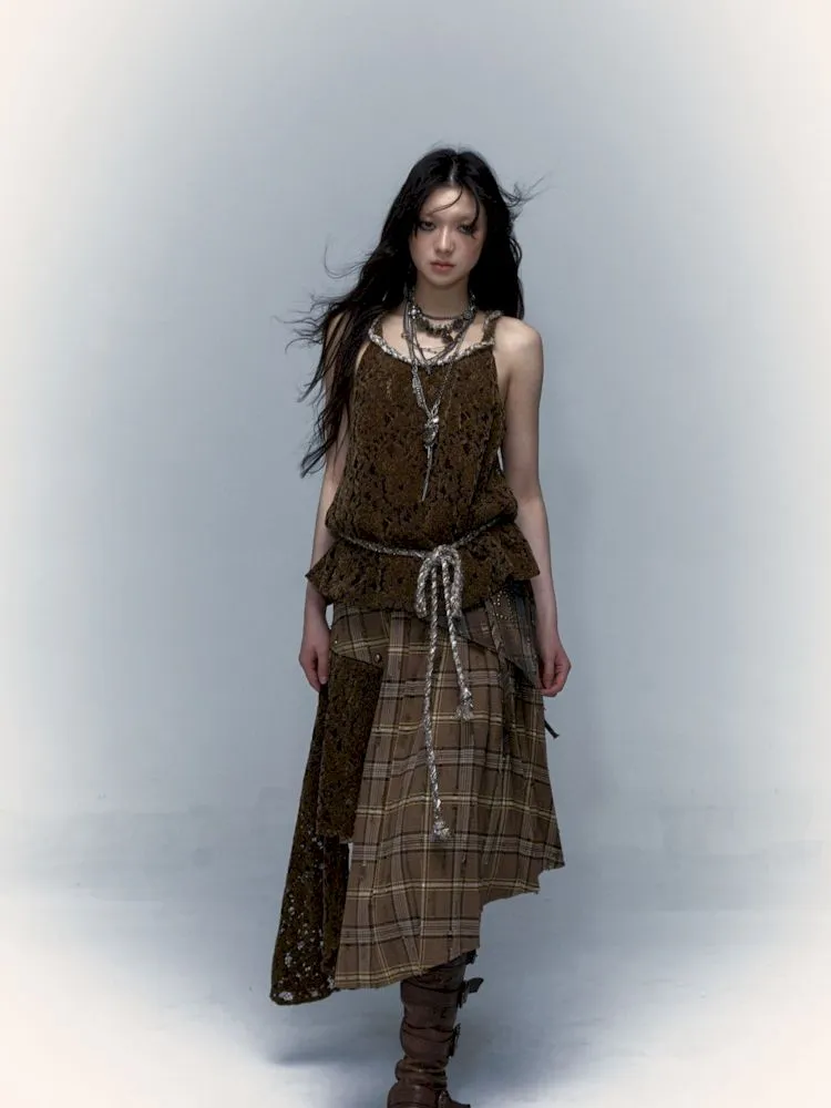 Patchwork Removable Two Wear Irregular Pleated Half Skirt【s0000008126】