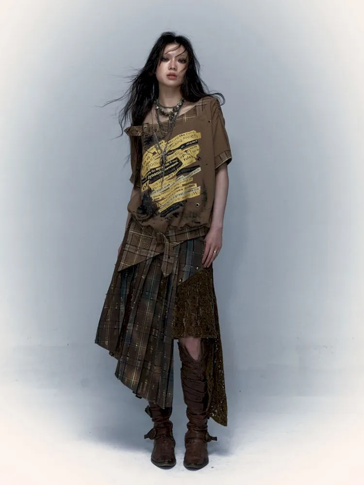 Patchwork Removable Two Wear Irregular Pleated Half Skirt【s0000008126】