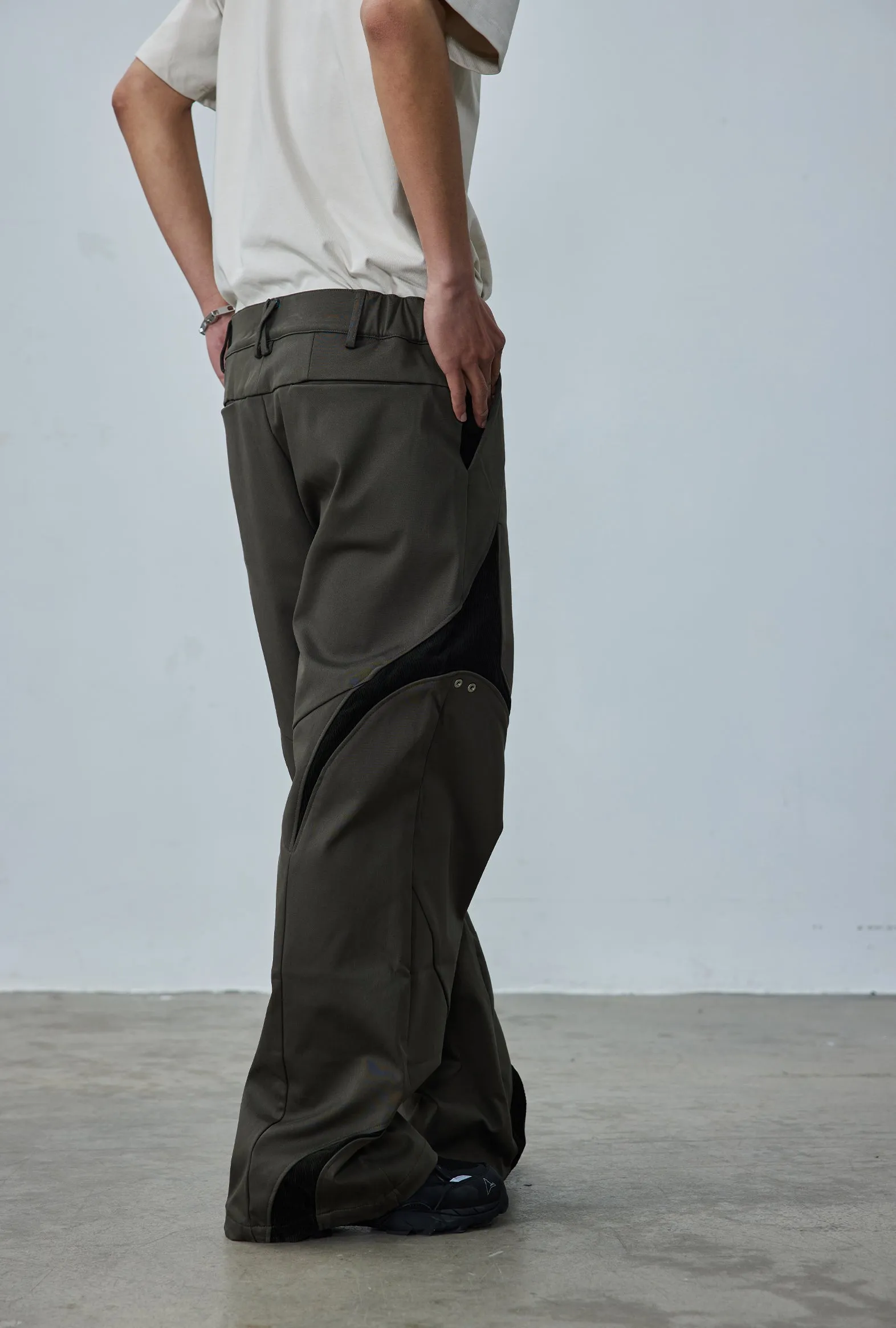 Patchwork structure straight casual pants