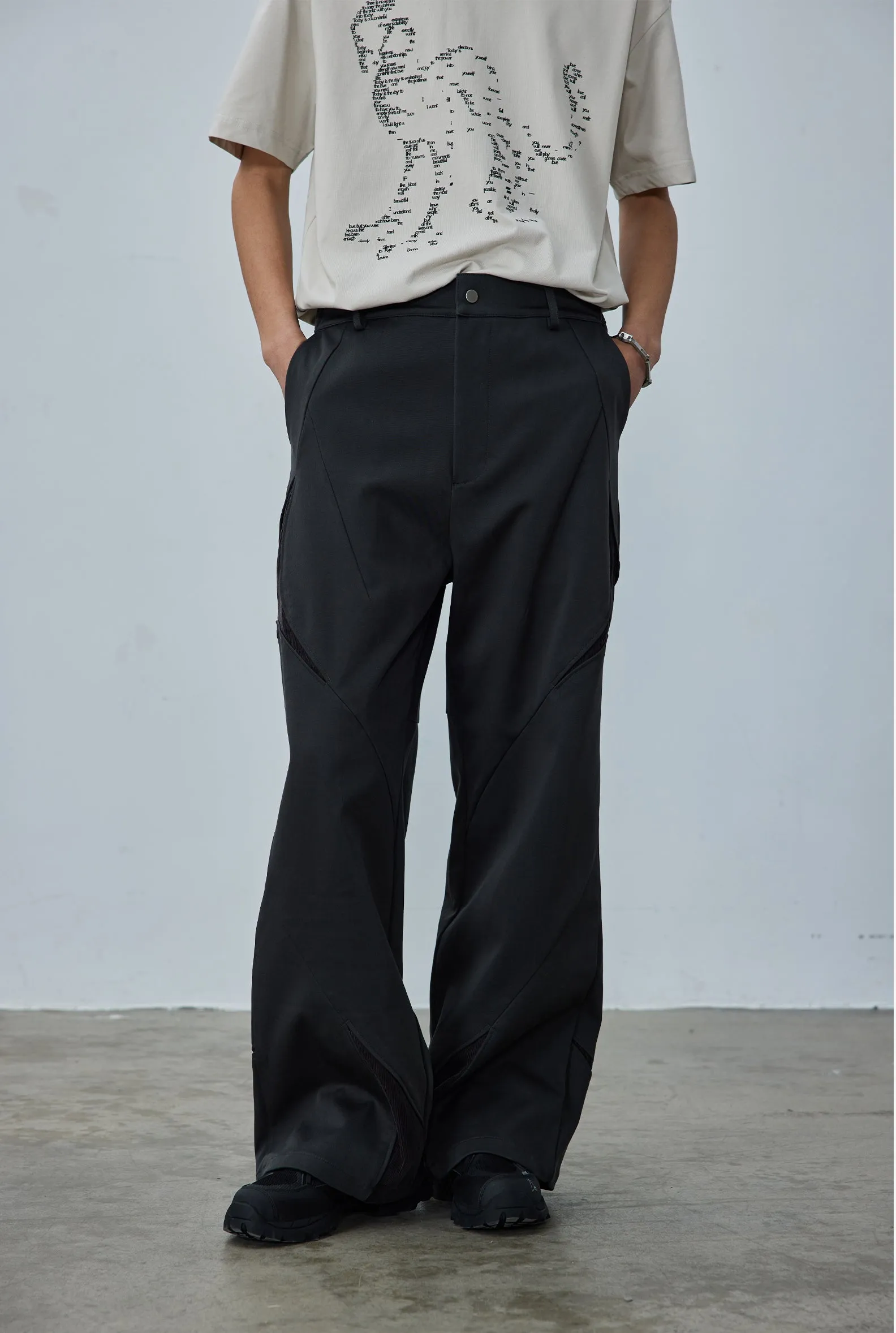 Patchwork structure straight casual pants