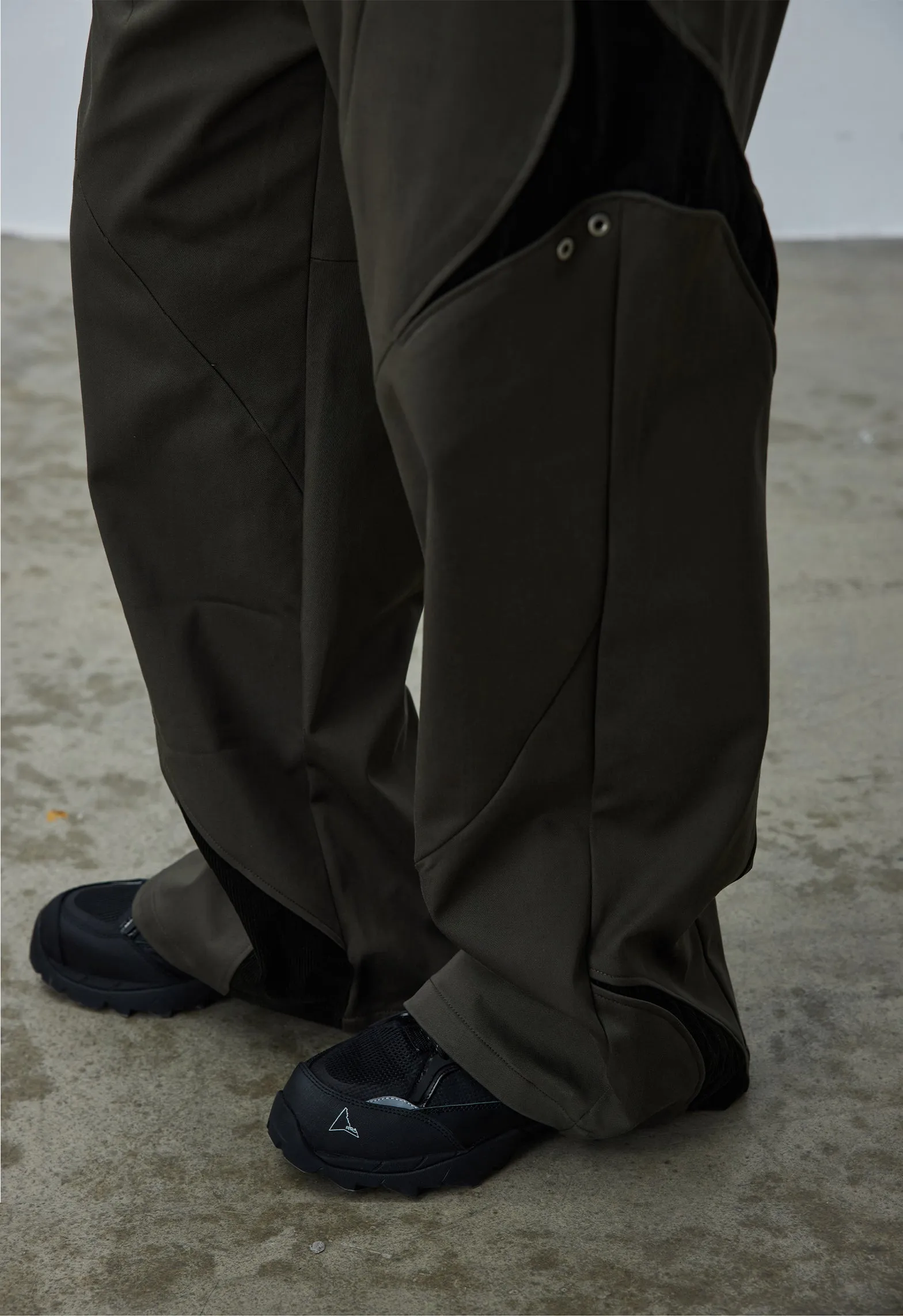 Patchwork structure straight casual pants