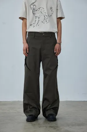 Patchwork structure straight casual pants