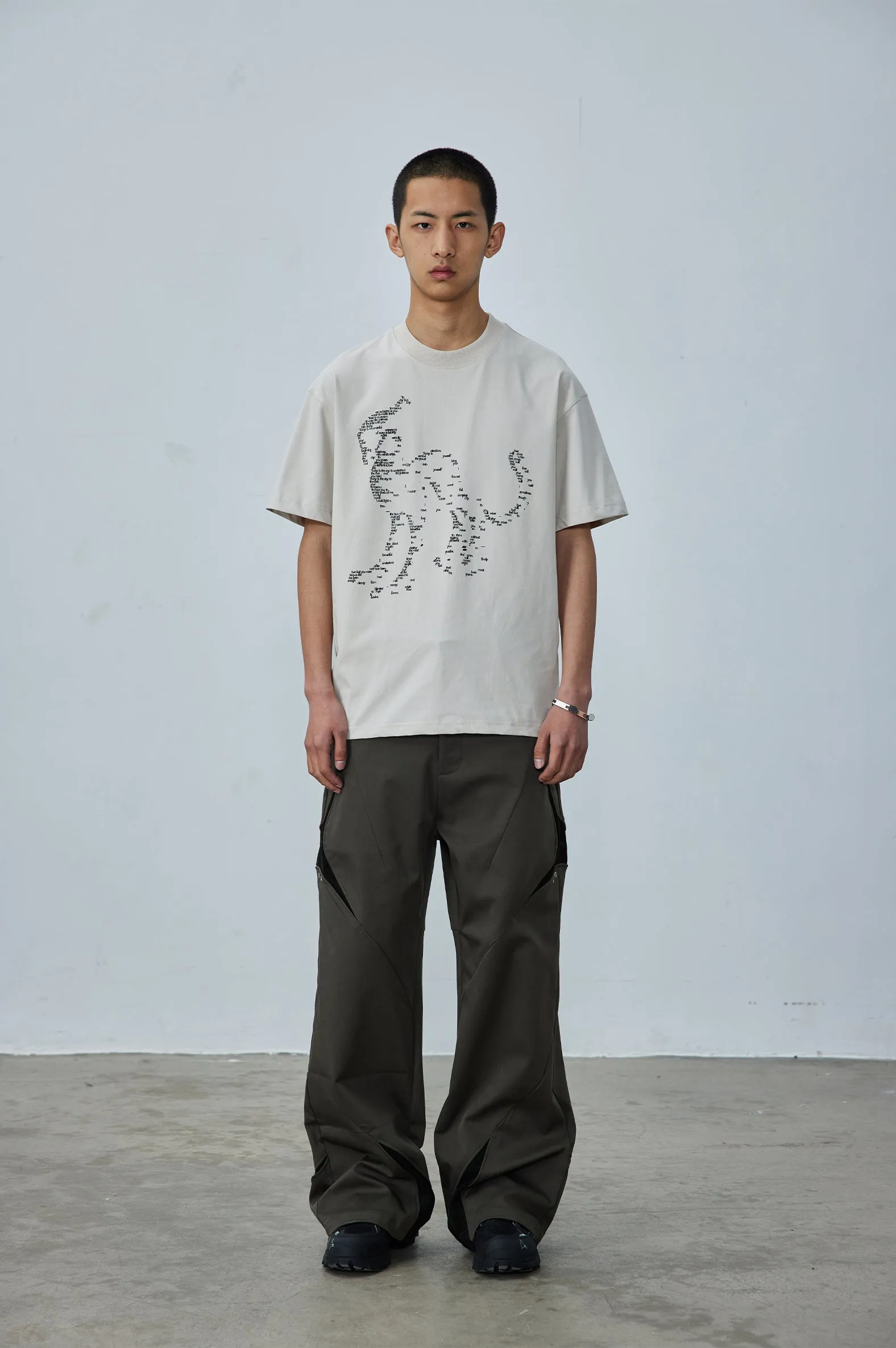 Patchwork structure straight casual pants