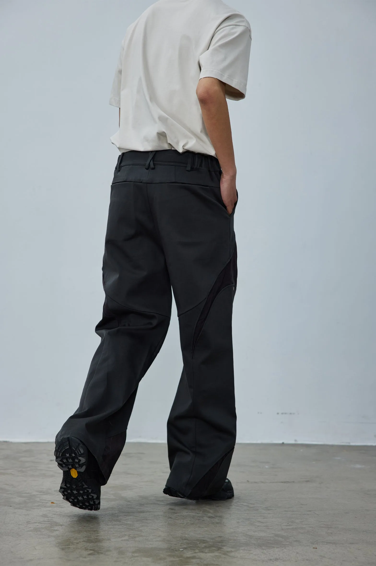 Patchwork structure straight casual pants