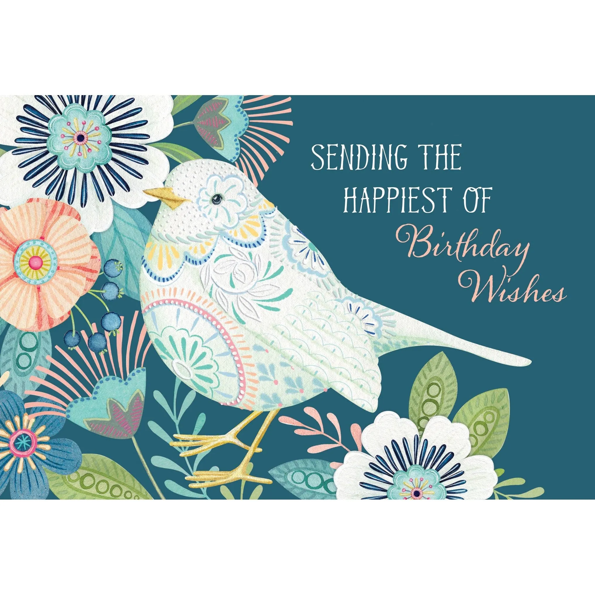 Patterned Bird & Flowers