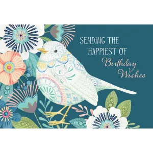 Patterned Bird & Flowers