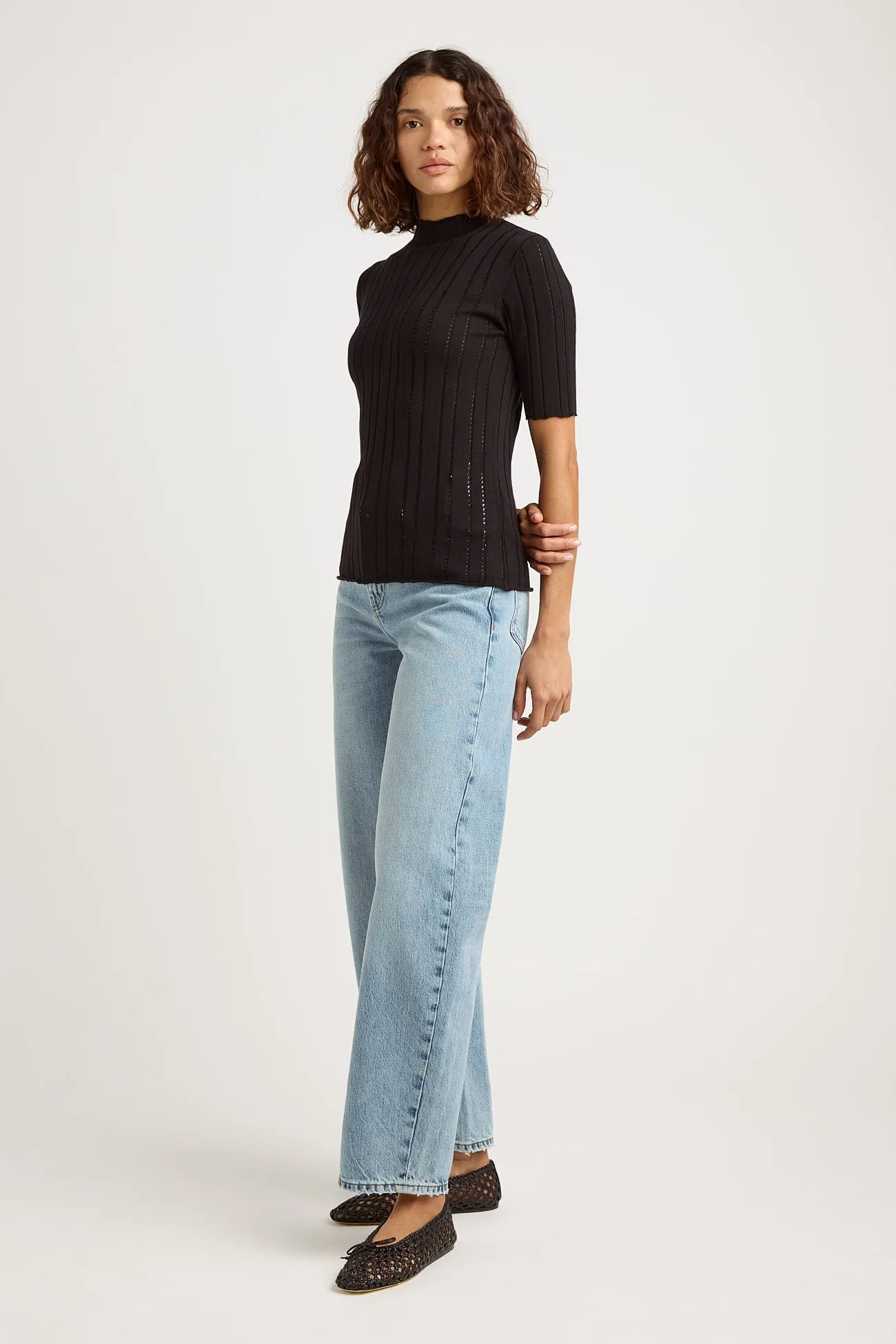 POINTELLE KNIT TOP