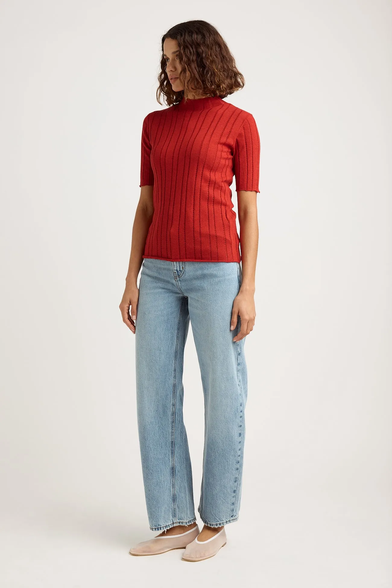 POINTELLE KNIT TOP