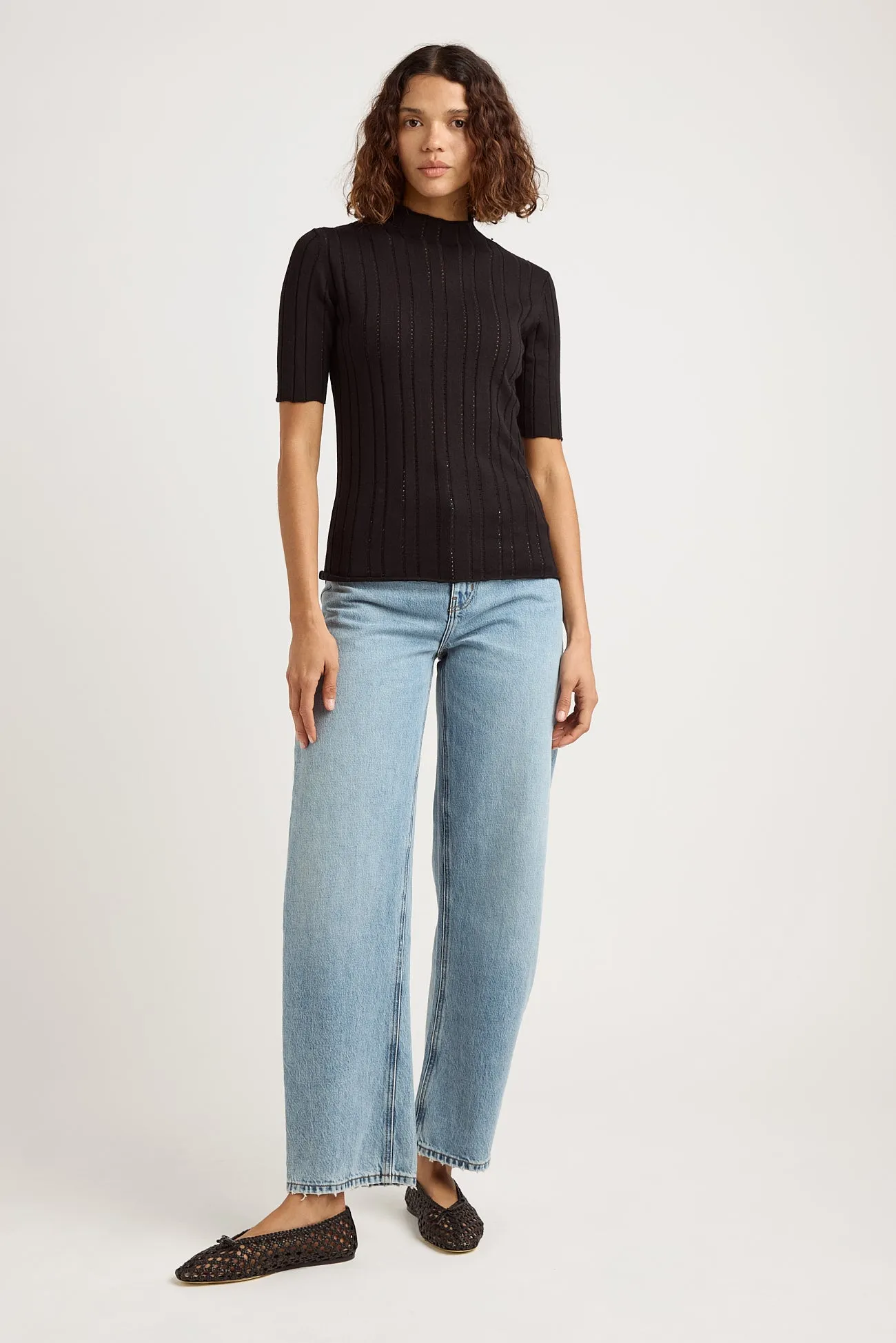 POINTELLE KNIT TOP