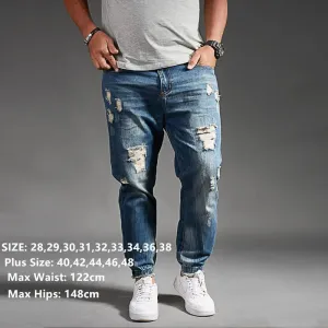 Ripped Jeans For Men Blue Black Denim Mens Jean Homme Harem Hip Hop Plus Size Trousers 44 46 48 Mens Uomo Fashions Jogger Pants