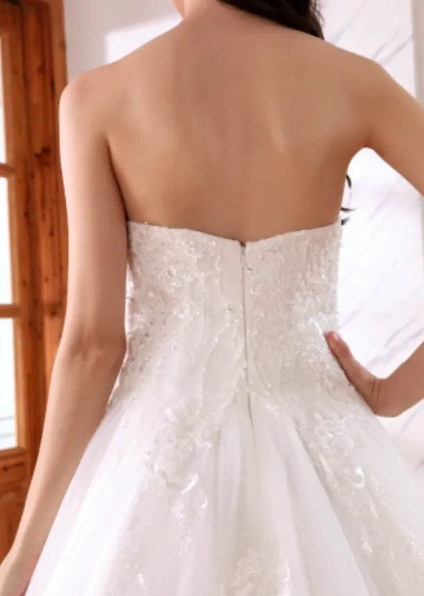 Sequined Sweetheart Lace A Line Bridal Wedding Gown