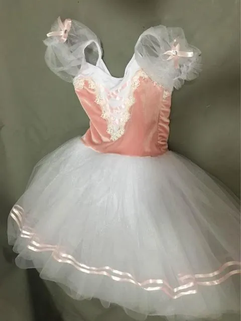 Short Puff Sleeve Giselle Ballet Girls Tutu Costume Performance Dancing Wear