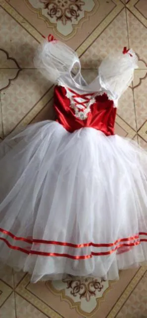 Short Puff Sleeve Giselle Ballet Girls Tutu Costume Performance Dancing Wear