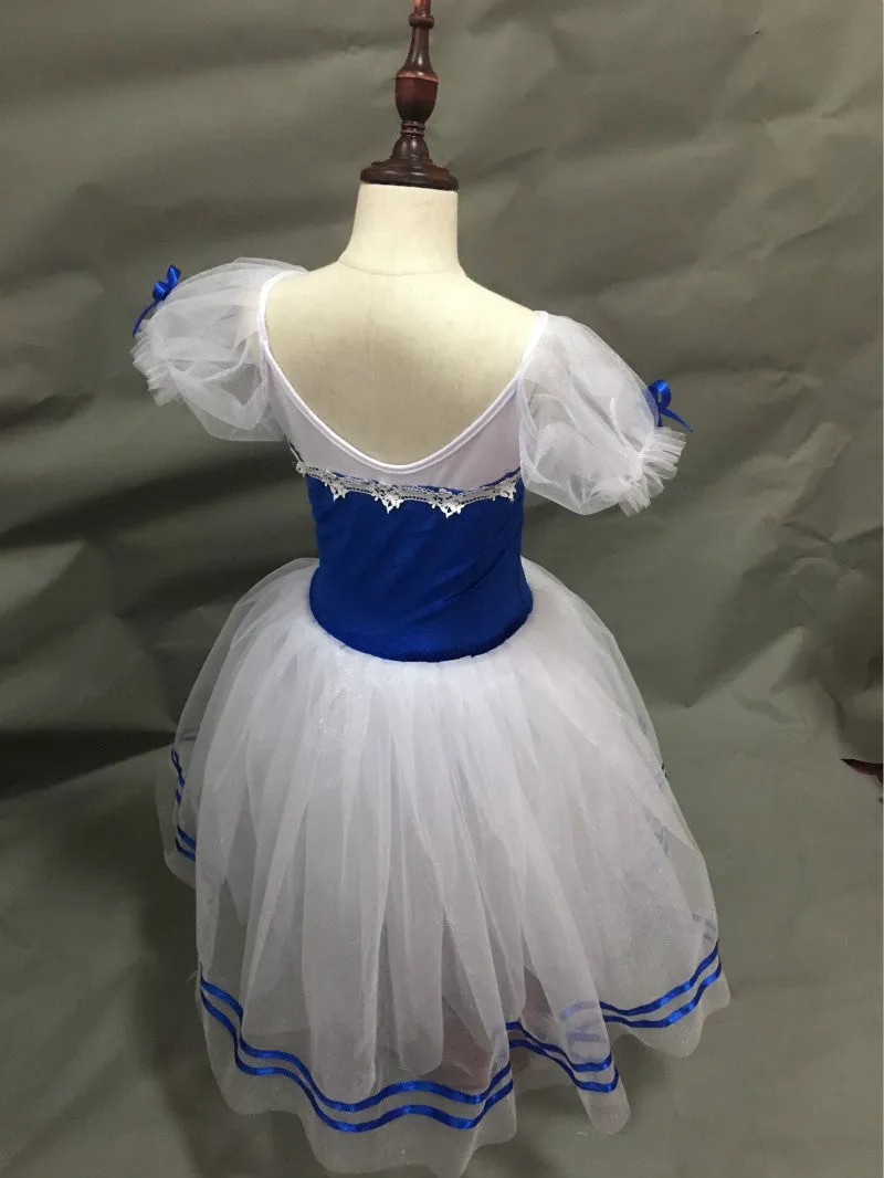 Short Puff Sleeve Giselle Ballet Girls Tutu Costume Performance Dancing Wear