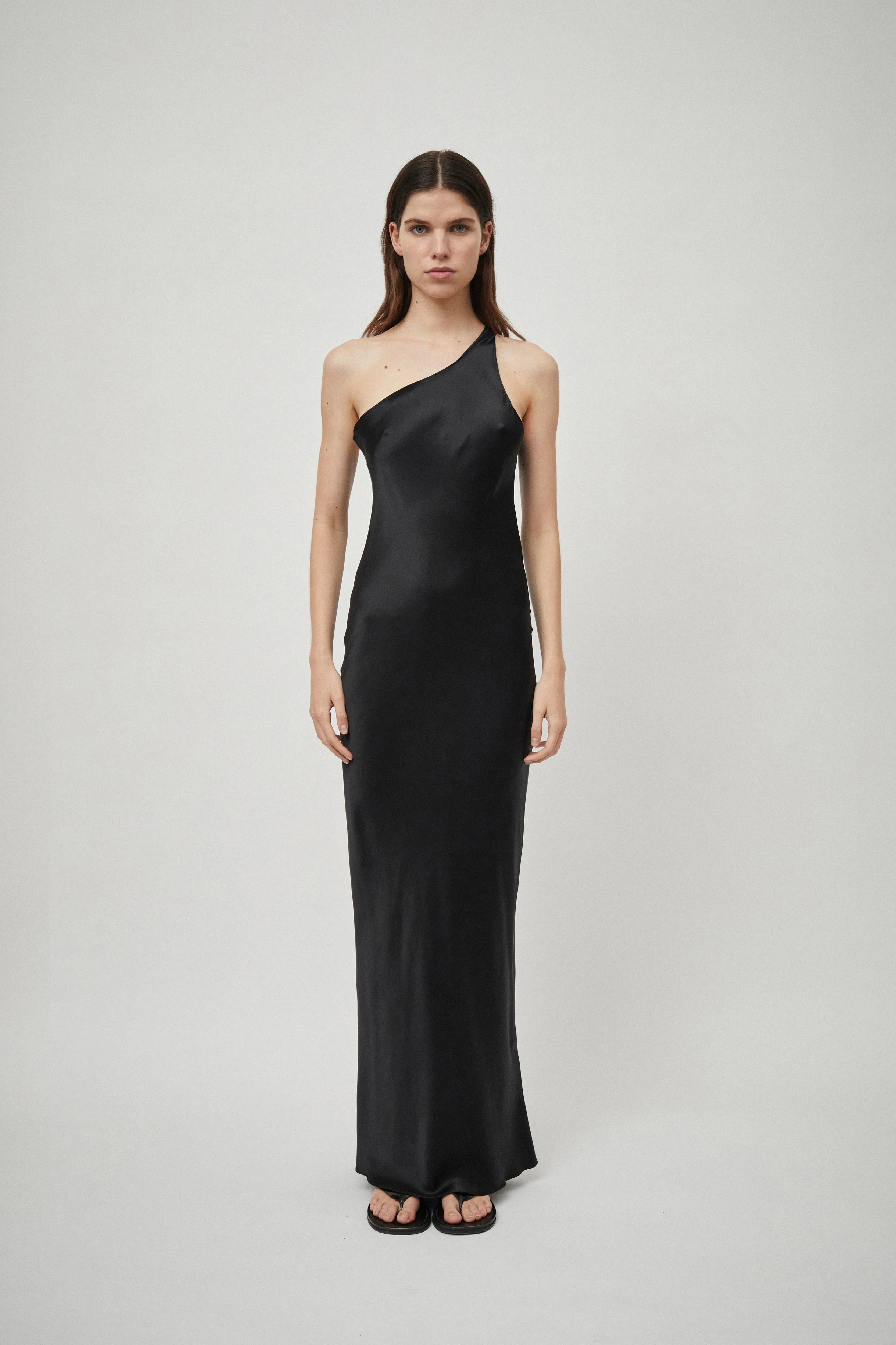 Silk Satin One Shoulder Tank Dress